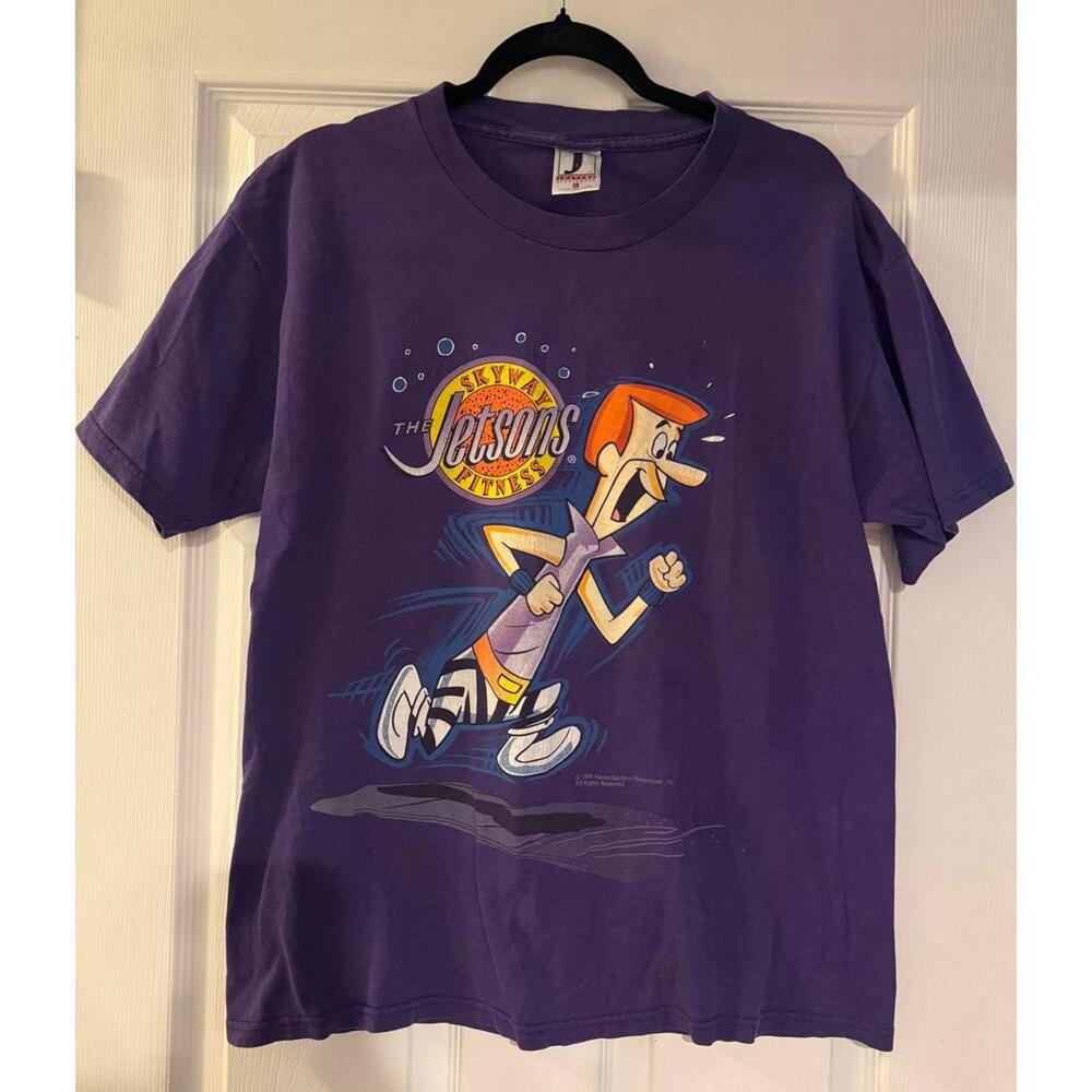 Rare vintage 1994 The Jetsons Skyway Fitness Purple T-Shirt George Jetson Large